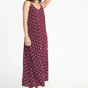 Old Navy Burgundy Floral Shift Maxi Dress